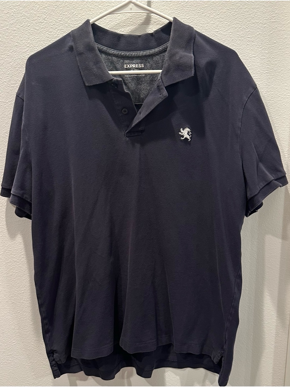 Express Men's Dark Navy Polo with Lion Crest